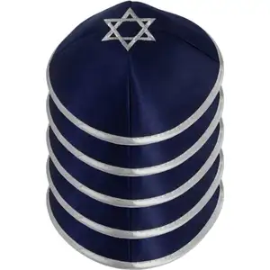 Topi Kippot Linen bordir Logo kustom topi Kippah pernikahan
