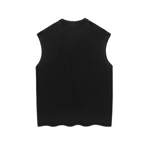 Nuovo Design al rovescio t-shirt da uomo in cotone Vintage più spesso senza maniche lavate con canottiere taglie forti sbiadite - Product Image 6