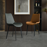Chaise de salle à manger moderne en cuir et tissu avec structure en fer, vente chaude pour restaurants et hôtels