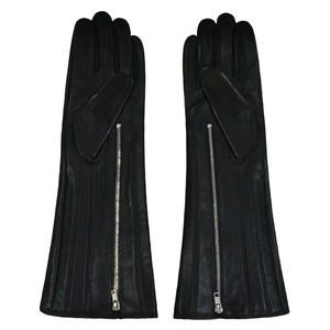 Guantes largos de cuero genuino para mujer, guantes con cremallera lateral, moda de invierno, guantes de uso diario - Product Image 5