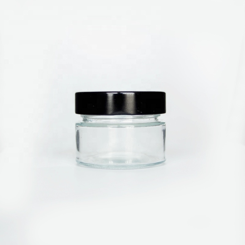 220 ML Ergo Glass Jar Empty Bottle Black Lid Aluminum Honey Container
