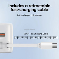 Chargeur rapide USB-C 90W avec prise EU US UK, chargeur rapide pour téléphone portable USB Type C 90W avec câble USB C rétractable
