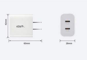 US EU <b>Plug</b> Dual USB Type C <b>Adapter</b> PD 40W Fast Charging Wall Cell Phone Power Charger for Phone 11 12 13 14 15 16 - Product Image 3