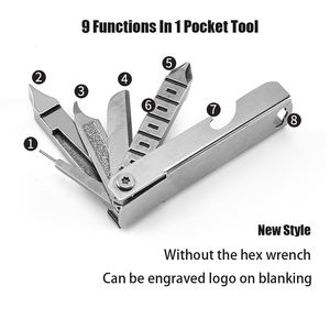 Clé multifonction 9 en 1, ensemble d'outils pliants avec tournevis et clés hexagonales, multi-outils de poche, tournevis, logo gravé - Product Image 6