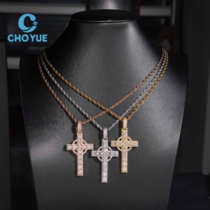 Iced Out Hip Hop Jewelry Cross Moissanite Pendant 925 <b>Silver</b> High Quality Custom Pendant Moissanite <b>Charms</b> for Men - Product Image 4