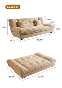 Modern Minimalist Light <strong>Blue</strong> <strong>Sofa</strong> <strong>Bed</strong> in Cream Style, Suitable for Living Rooms, Hotels and Apartments. - Product Image 6