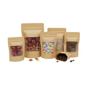 可定制立式牛皮纸袋，带透明窗口拉链，用于食品面粉坚果米茶香料批发制造商 - Product Image 1