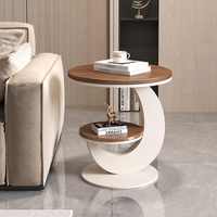 Runder Holz-Beistelltisch, Kleiner Couchtisch für Wohnzimmer und Nachttisch, Luxuriöser Hochwertiger Sofa-Beistelltisch, Niedlicher Freizeitstil