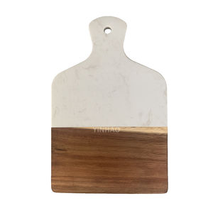 Tabla de cortar de madera de acacia de mármol blanco, tabla para cortar queso de mármol, bandeja para servir de mármol - Product Image 1