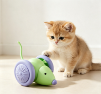Jouet pour chat intelligent et moderne : Souris interactive en silicone, boule à mouvement automatique, rechargeable, activée par le toucher, laser pour jeu d'intérieur