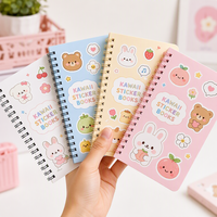 Livre d'autocollants de dessins animés pour enfants, plus de 1000 pièces, pré-découpés, imperméables, réutilisables, reliure spirale, ouverture plate, design d'animaux mignons, journal, scrapbooking