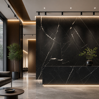 Dalle en pierre frittée Bold Black Marquina 1600x3200mm – Veine de marbre noir et blanc saisissante – Dalle grand format pour l'aménagement de villas