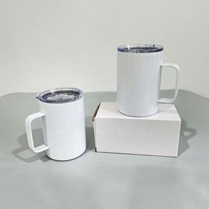 12oz Sublimation Gloss White Vacuum Insulated Straight Coffee 12 oz Travel <b>Mug</b> with Handle and Sliding Lid for DIY - Product Image 1