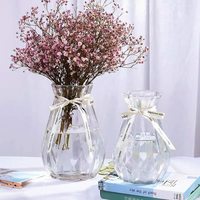Vase à fleurs en cristal transparent de style Art Déco, vase en verre décoratif pour la décoration de la maison