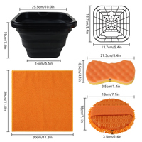 Ensemble complet de lavage de voiture 5 pièces : seau de lavage, serviette de lavage, produits de detailing automobile, chiffon de nettoyage en microfibre, seau pliable