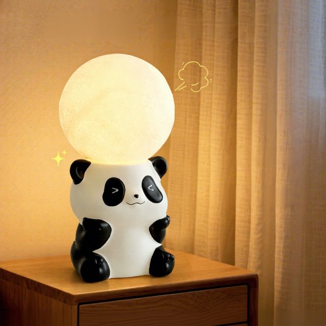 Creative Panda Moon Stars Air Hugs Lamp for Home Bedroom Headboard Atmosphere Night Light Table Lamp Decoration Item