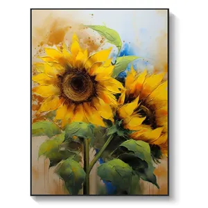 Impressionistische Sonnenblumen abstrakte Ölgemälde moderne Dekoration Blumenölgemälde große Größe berühmte Sonnenblumenölgemälde