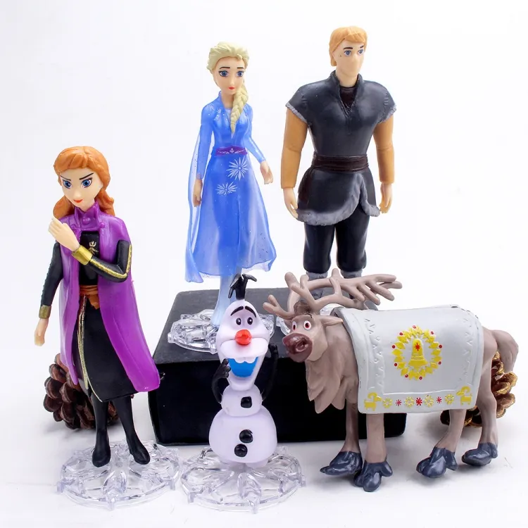 Toptan dondurulmuş 6 adet/takım Elsa Anna prenses Olaf PVC eylem şekilli kalıp oyuncak