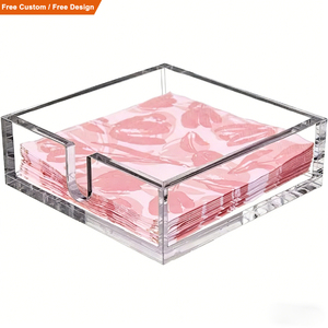 Caja de Almacenamiento de Escritorio de Lujo, Moderna, Ecológica, Portátil, de Acrílico Transparente, Porta Servilletas y Bandeja para Pañuelos, para Uso en el Hogar y Hoteles - Product Image 1
