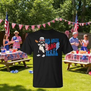 T-shirt Raccoon Merica Rock Red White And Feral per il 4 luglio - Product Image 2