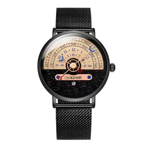 Relojes Para Hombre Luxury Mens Wrist Watch Moon Phrase Quartz Watches Relogio Masculino Leather Watch Mens Wrist