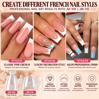 280 pièces de moules à ongles double forme à rainures françaises, pour extensions d'ongles carrées à double embout (supérieur et inférieur) type sandwich, vente en gros JM-109+110