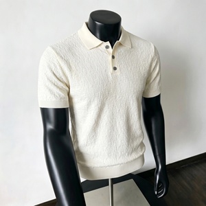 <span class=keywords><strong>Polo</strong></span> pour homme en jacquard ajouré décontracté d'été : T-<span class=keywords><strong>shirt</strong></span> de luxe léger à col boutonné - Product Image 6