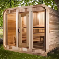 Sauna Kayu Solid Berkualitas Tinggi Desain Khusus untuk Penggunaan Luar Ruangan Sauna Uap Tradisional untuk 4 Orang dengan Pemanas Listrik