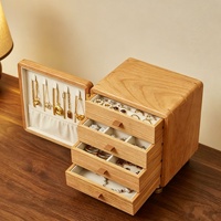Armoire à bijoux artisanale en noyer à quatre tiroirs, organisateur de bijoux, boîte à bijoux en bois laqué pour la maison, personnalisable OEM