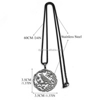 Collier Pendentif Corbeau en Acier Inoxydable, Pendentif Oiseau Noir et Argenté, Or 18K, avec Anneau de Suspension, Breloque Personnalisée
