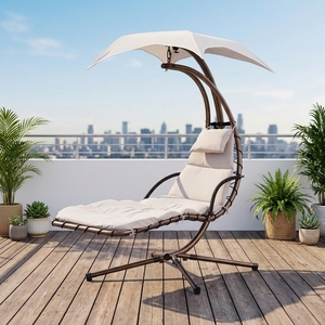 Outdoor Furniture Garden with Canopy and Cushions Rocking <b>Patio</b> Leisure Villa - Product Image 1