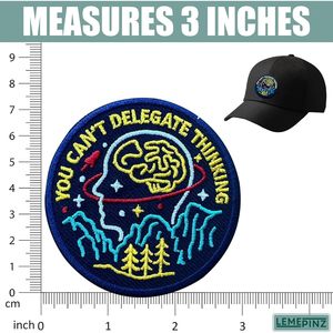 Custom You Cant Delegate Thinking 3 Inch Embroidery Patch Iron On Sew On Travel <b>Applique</b> Patch Bags - Product Image 3