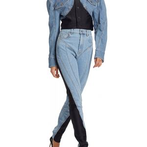 Pantalones Vaqueros Ajustados de Diseño Personalizado para Mujer, Pantalones Ajustados con Parches para Chicas Sexys, Jeans de Dos Tonos para Mujer - Product Image 2