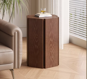 Tabouret de maison en bois hexagonal pliable, design moderne, empilable, pour salon et chambre, pouf de salle à manger - Product Image 4