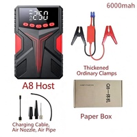 Nouveau Démarreur Électrique Portable ABS et Pompe à Air avec Moniteur de Pression des Pneus pour Urgences Automobiles 6000mAh et Pinces à Pneus