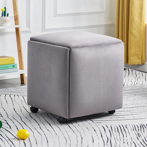 Tabouret carré multifonctionnel 5 en 1 pour la maison, combinaison de cubes, canapé, chaise, style nordique, à la recherche de l'espace, repose-pieds de salon avec roues - Product Image 3