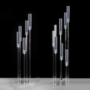 Candelabro alto de acrílico transparente de 8 cabezas de alta calidad, candelabro de cristal de boda, centros de mesa para decoraciones de boda - Product Image 1