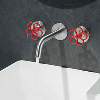 Robinet de lavabo à trois trous dissimulé, petite fleur rouge, lavabo, protection contre les éclaboussures, toit anti-eau