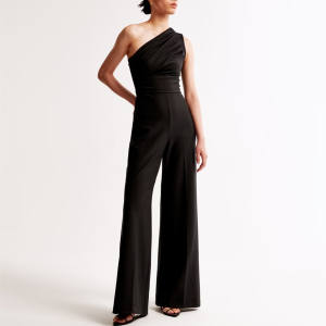 Großhandel Schicker Eleganter Abendanzug Bürodamen Hochgeschnittener Asymmetrischer Atmungsaktiver Design-Jumpsuit mit Einer Schulter und Weitem Bein - Product Image 5