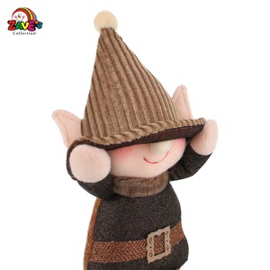 Zaves 9 "Gnomos para elfo de Navidad Par Niños traviesos con sombrero puntiagudo en traje marrón Vacaciones - Product Image 4