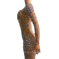 Shimmering Gaas Tulle Clear Vleeskleurige Pailletten Wrap Een Slanke Rok Rond Een Stijlvolle Nachtclub Bar Dame Jurk