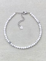Bracelet délicat en acier inoxydable Howlite avec micro-cristaux facettés, bijoux minimalistes en pierres précieuses, cadeau unisexe