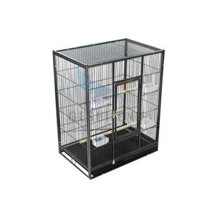 Buiten Ijzeren Vogelhuis En Grote Ijzeren Papegaai Vogelkooi Zwart Metalen Draad Grote Draagbare Grote Gemakkelijk Bewegende Vogelkooi Met Wielen - Product Image 4