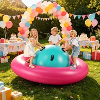 Mainan UFO Rocker Tiup, PVC Tahan Lama dengan Pegangan, Peralatan Bermain Latihan Keseimbangan Anak untuk Permainan Kelompok Dalam dan Luar Ruangan