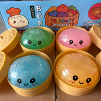 Jouets à presser anti-stress de 8,5 cm, type Bao Dumplings (boulettes) moelleuses et souples, avec visage souriant, et kit de cuisson vapeur