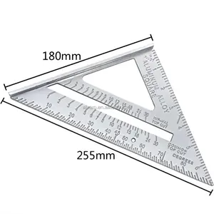 Régua quadrada em liga de alumínio para escritório e escola, papelaria de metal de alta qualidade