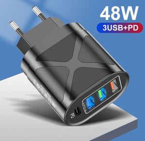 48W Quick Charger 3USB+<b>USB</b> <b>C</b> High Power <b>Adapter</b> <b>USB</b> Auto Charger for IPhone13 Universal Mobile Phone <b>USB</b> Adaptive Fast Charging - Product Image 2
