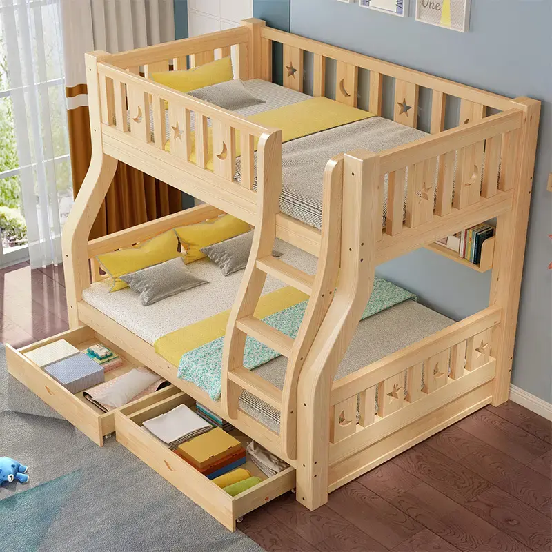 Lits superposés pour enfants Ensemble de chambre à coucher pour enfants pas cher Cadre de lit en bois à deux étages pour enfants Logo personnalisé Mobilier de chambre à coucher loft