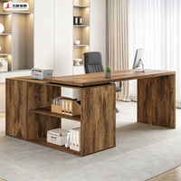 Bureau de direction durable JIUSHUN, bureau moderne pour PDG, directeur, table d'ordinateur en bois en forme de L