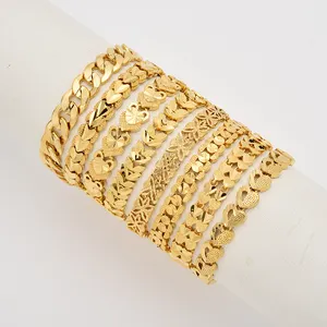 Wholesale Gold Plated Bracelet With Hollowed Design Women Different Hollow Out Shape Brass Made Bracelet Of Gold Plated